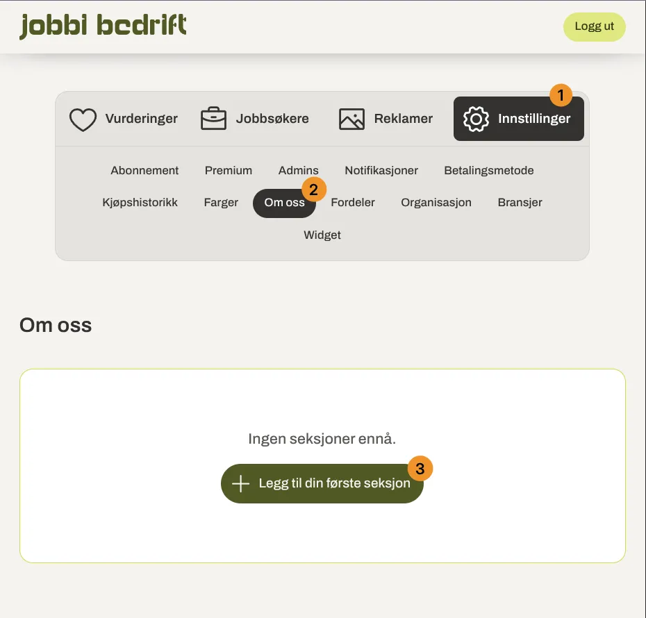 Step 3: Go to "Om oss" in settings