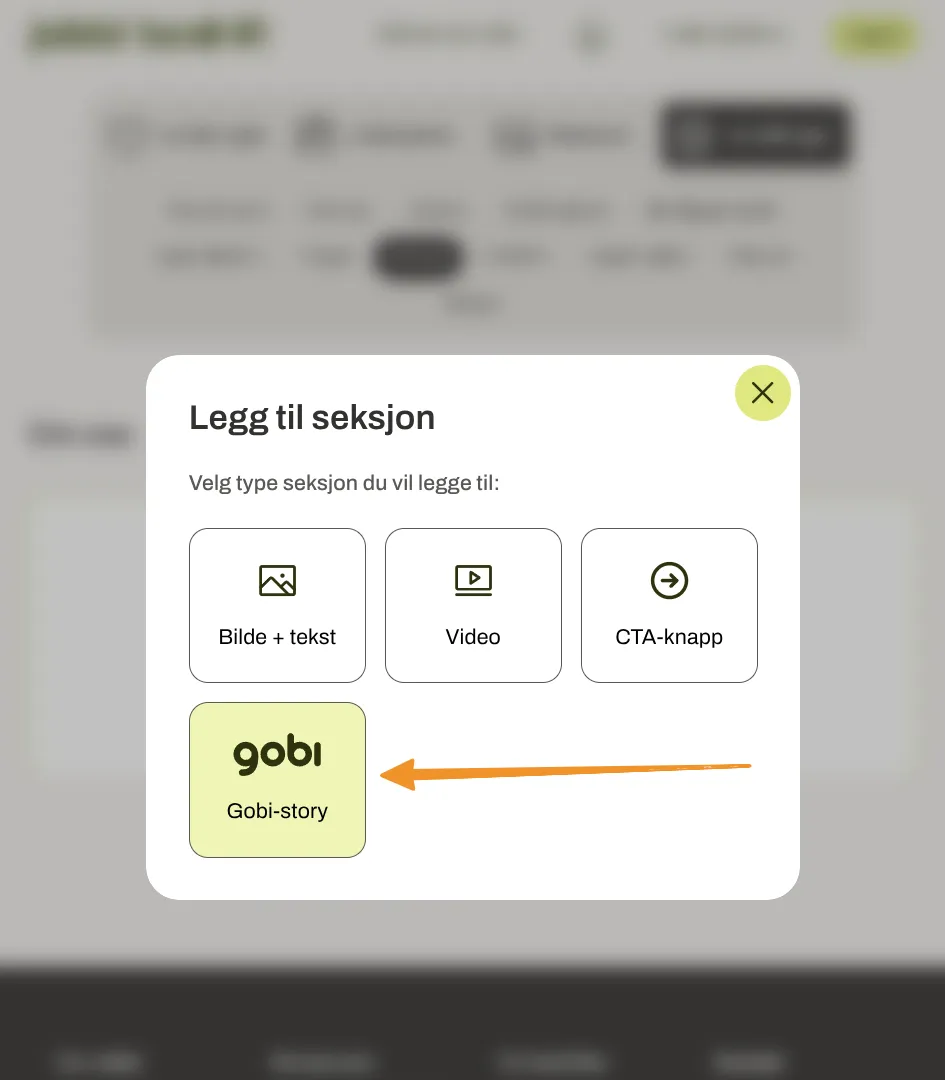 Step 4: Choose the "Gobi-story" section type