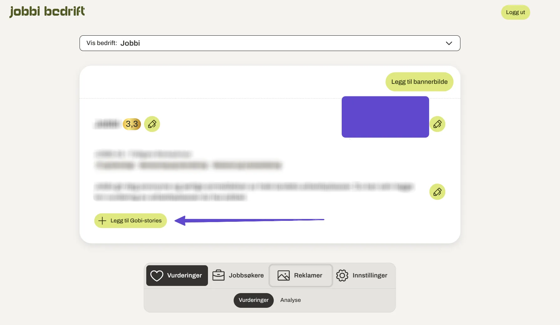 Step 3: Open your company profile in Jobbi