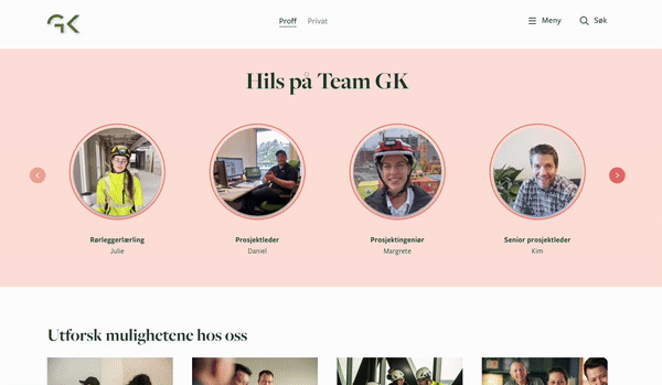 Eksempel fra karrieresiden til GK Norge